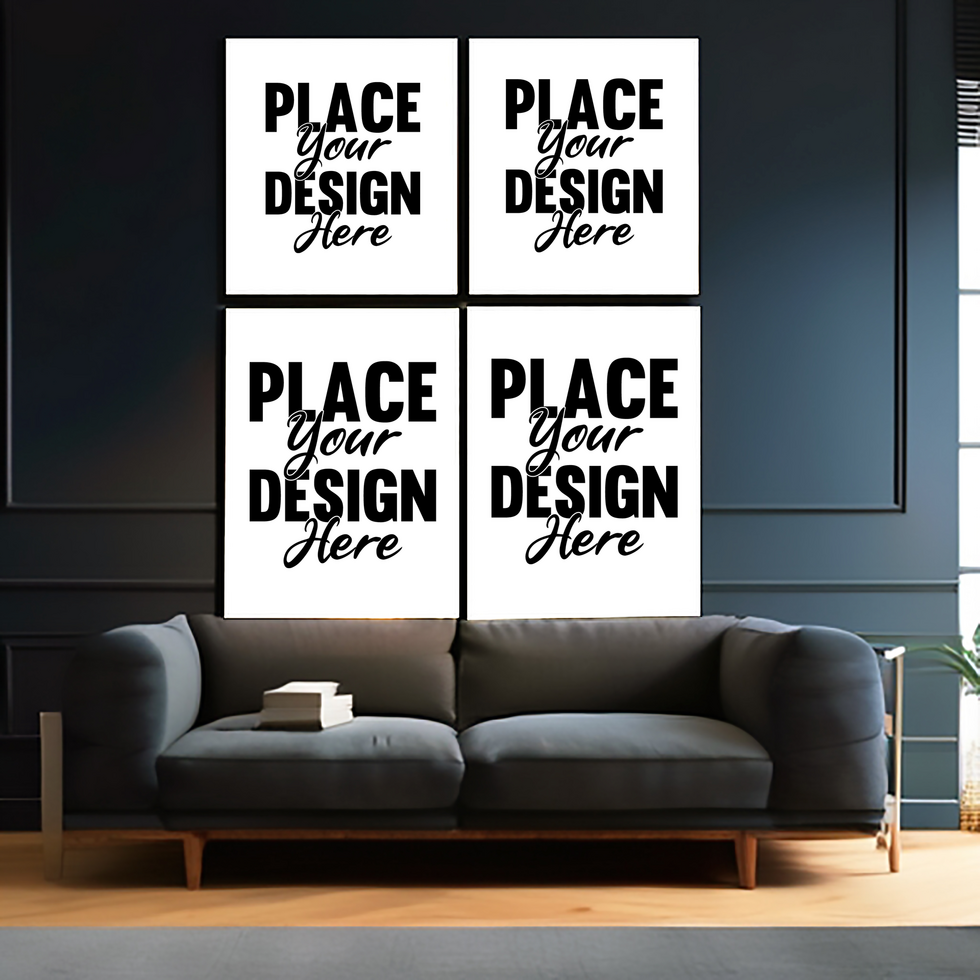 Multi panel canvas mockup psd