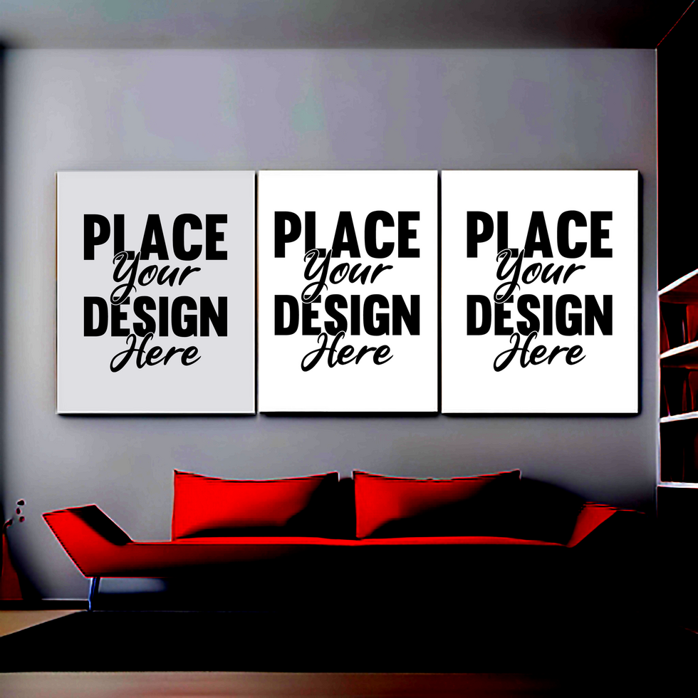 Multi panel canvas mockup psd