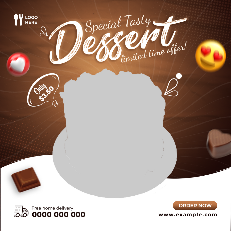 Special delicious dessert social media post or banner template design psd
