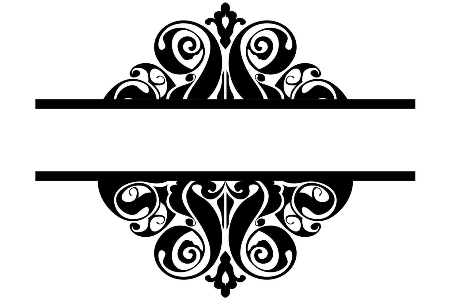 Frame border decorative ornament design with a black swirl theme vector