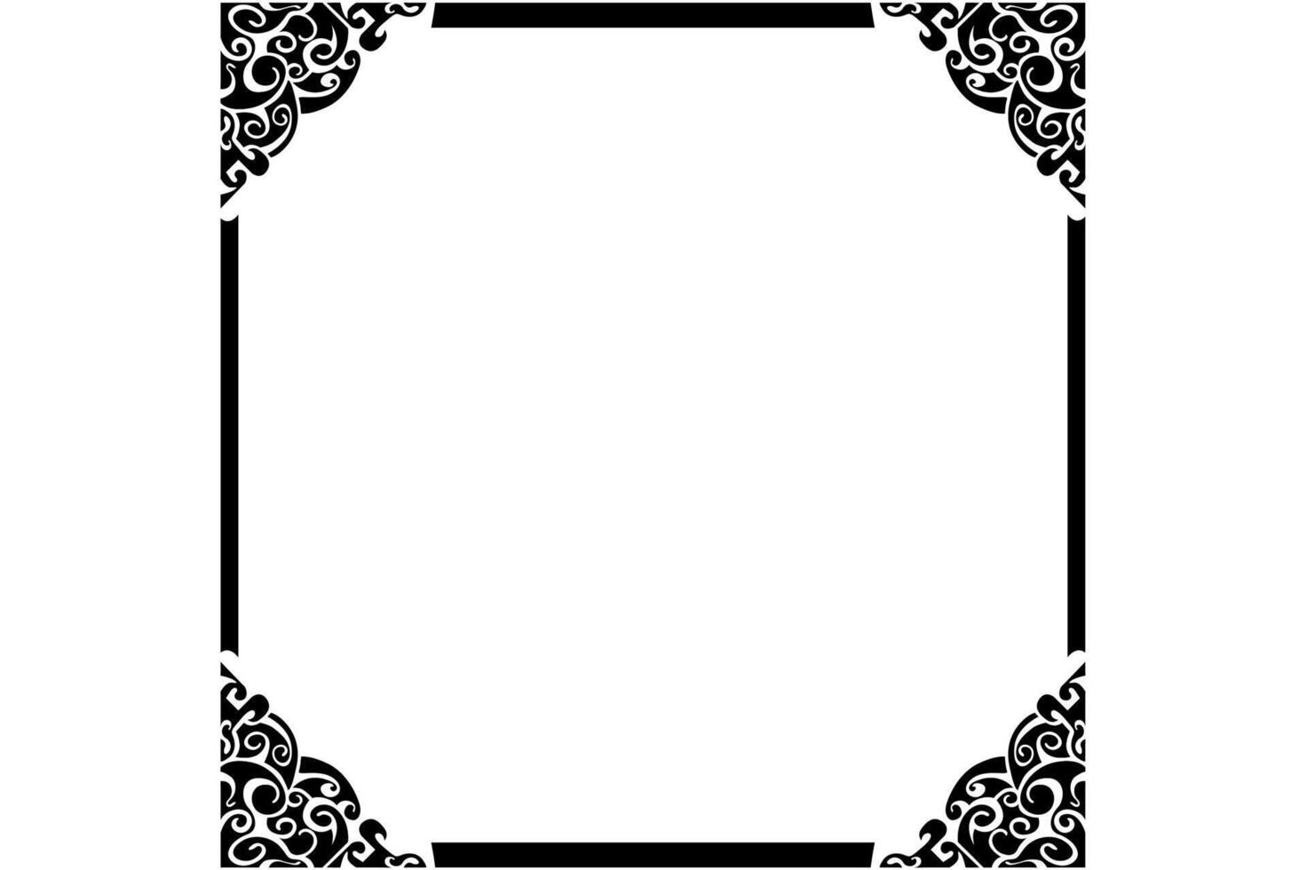 Frame border decorative ornament design with a black swirl theme vector