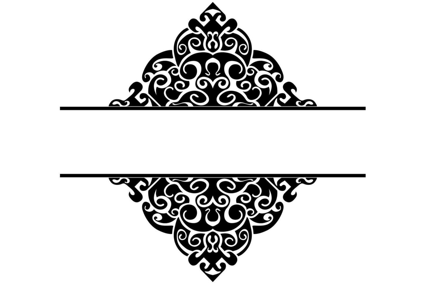 Frame border decorative ornament design with a black swirl theme vector