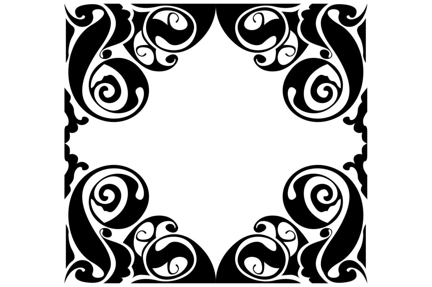 Frame border decorative ornament design with a black swirl theme vector