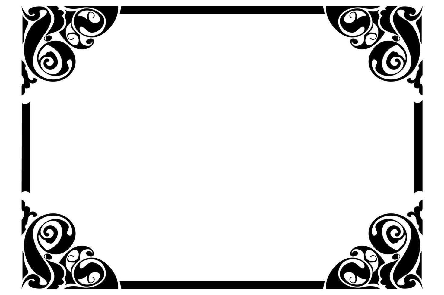 Frame border decorative ornament design with a black swirl theme vector