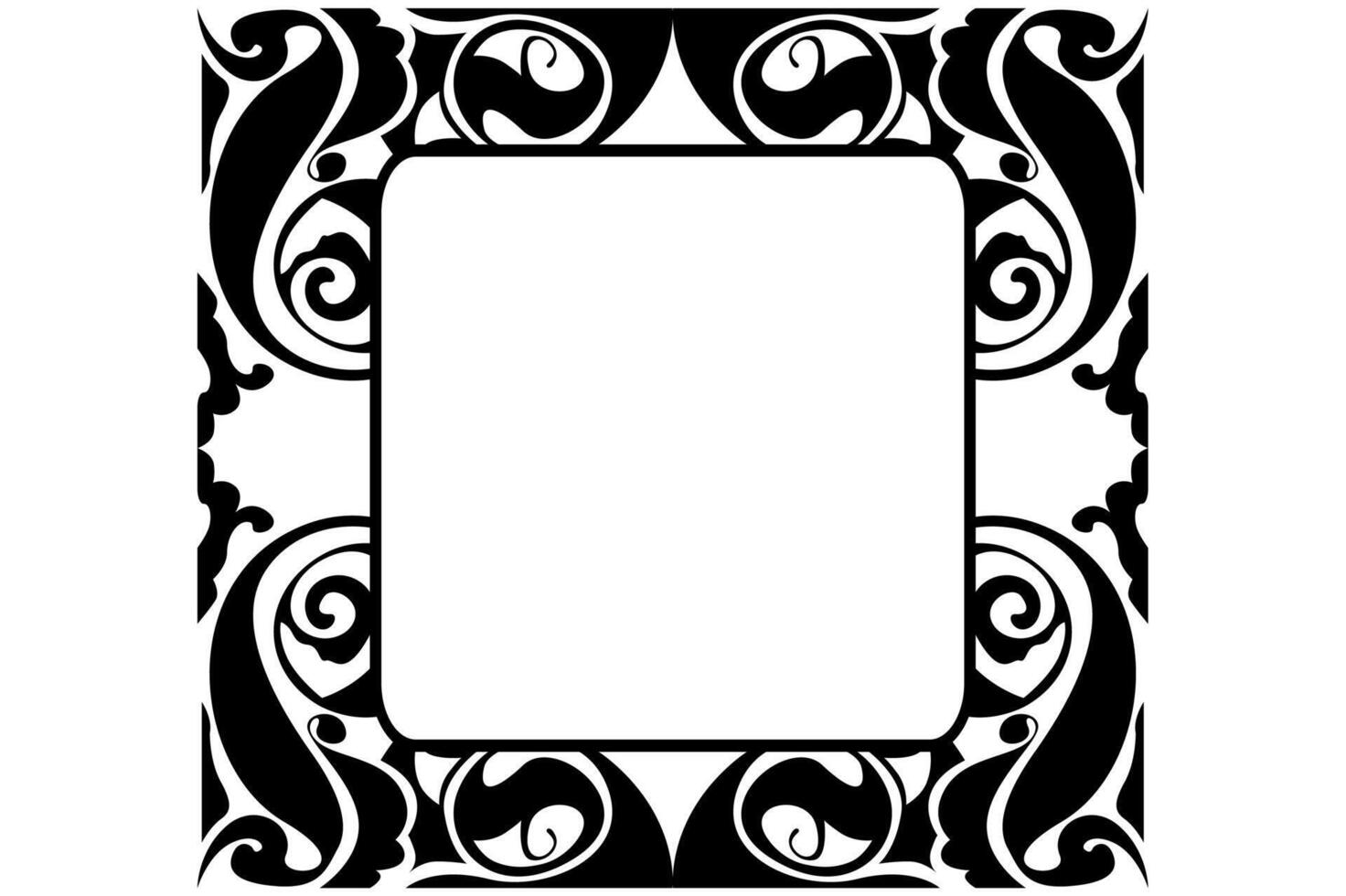 Frame border decorative ornament design with a black swirl theme vector