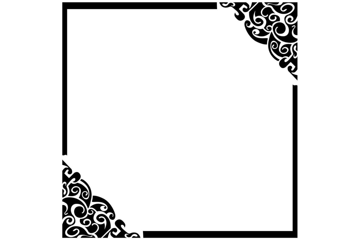 Frame border decorative ornament design with a black swirl theme vector