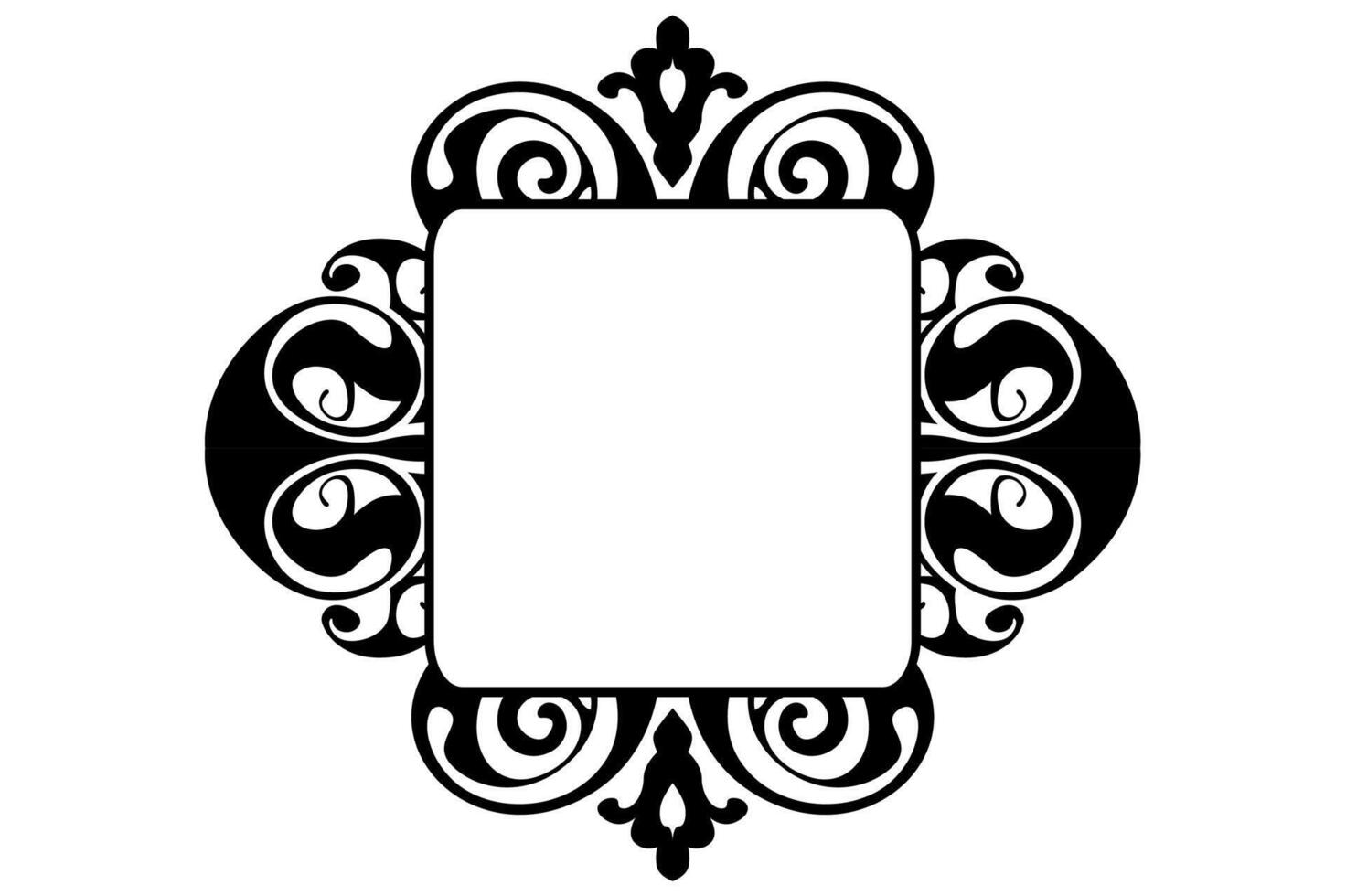 Frame border decorative ornament design with a black swirl theme vector