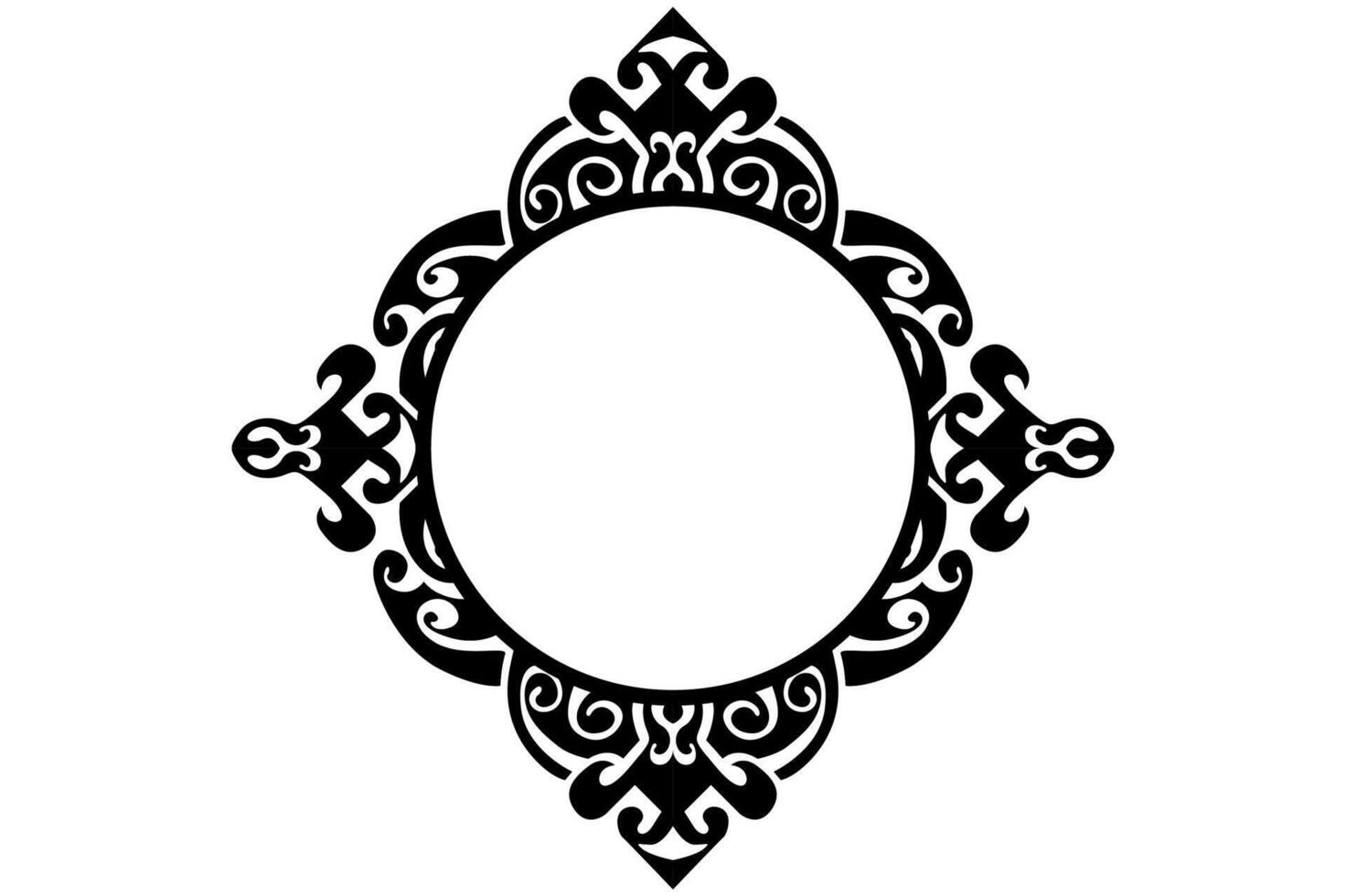 Frame border decorative ornament design with a black swirl theme vector