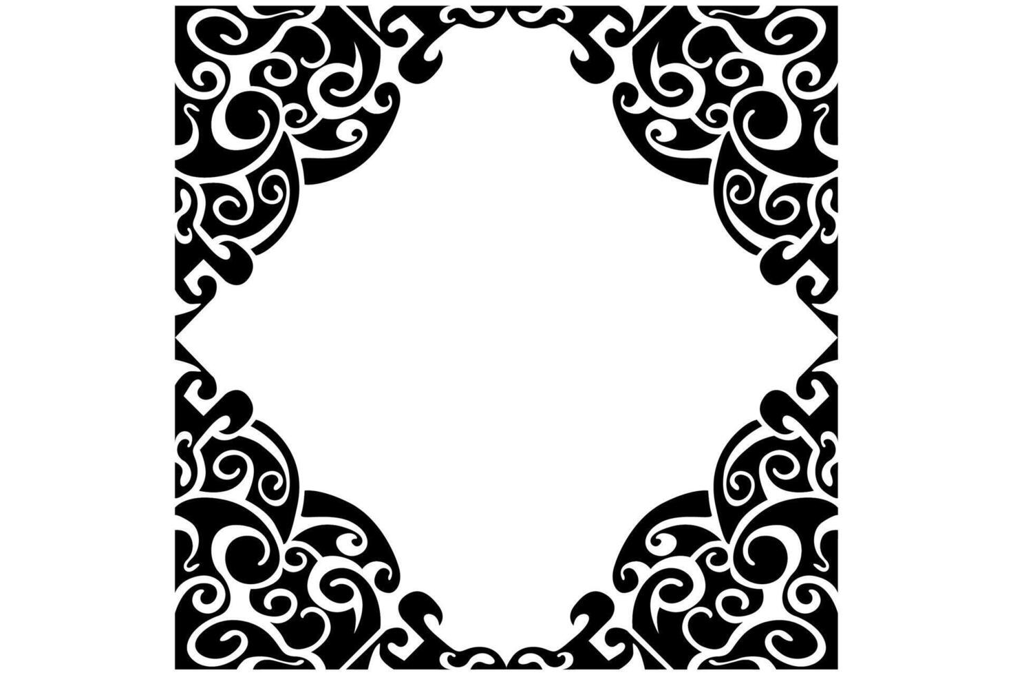 Frame border decorative ornament design with a black swirl theme vector