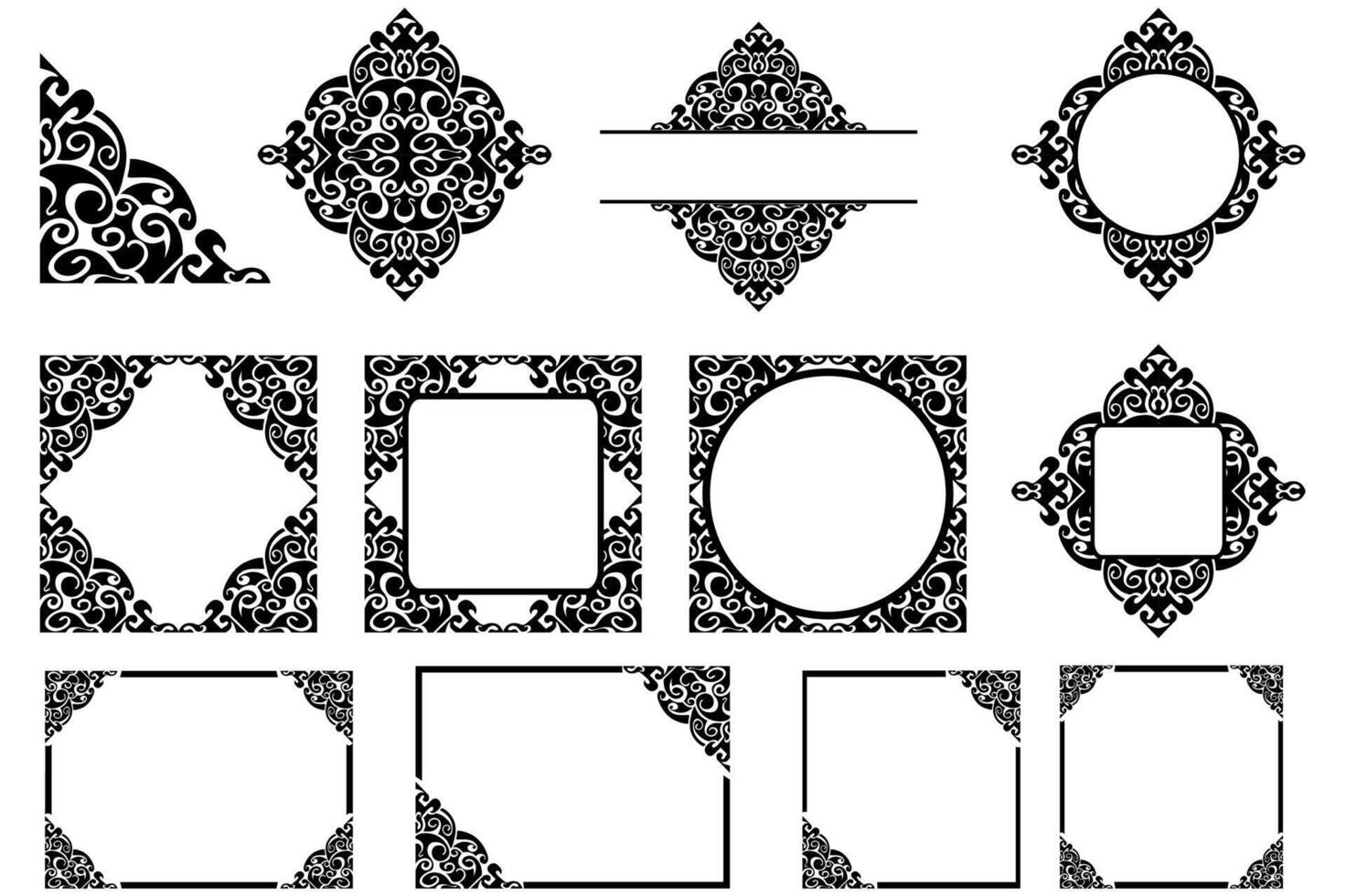 Frame border decorative ornament design with a black swirl theme vector