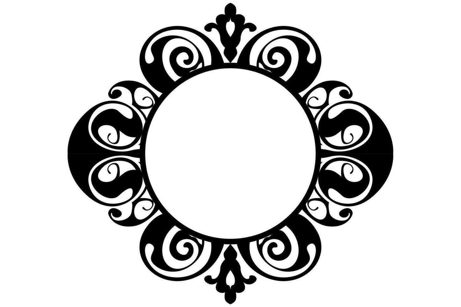 Frame border decorative ornament design with a black swirl theme vector