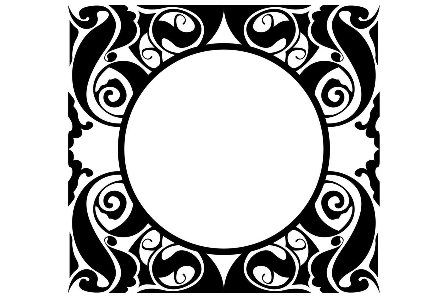 Frame border decorative ornament design with a black swirl theme vector