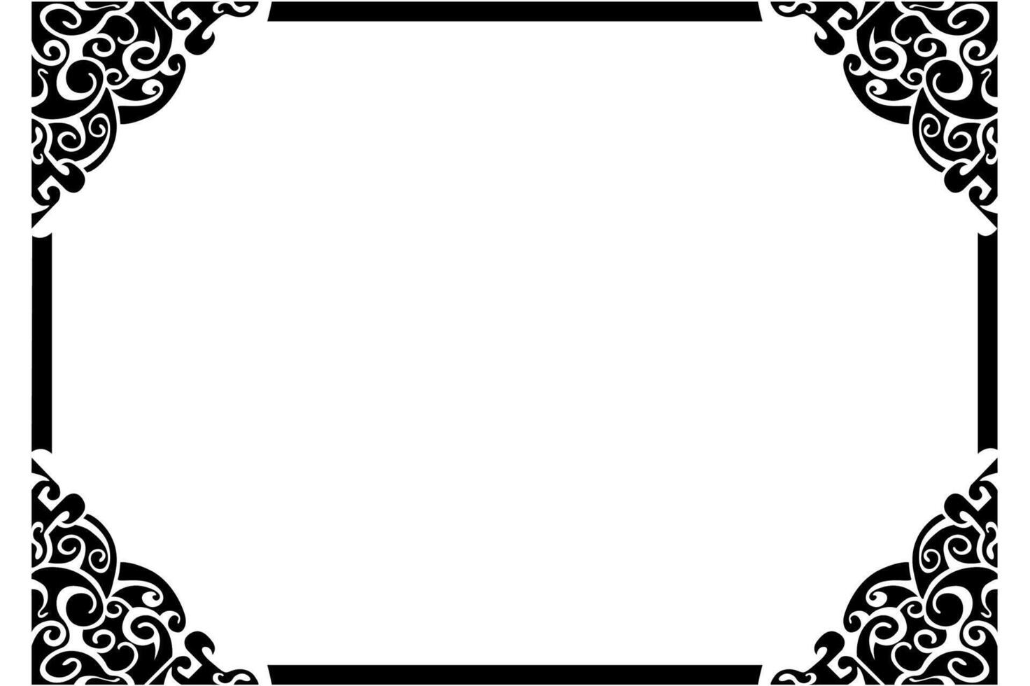 Frame border decorative ornament design with a black swirl theme vector