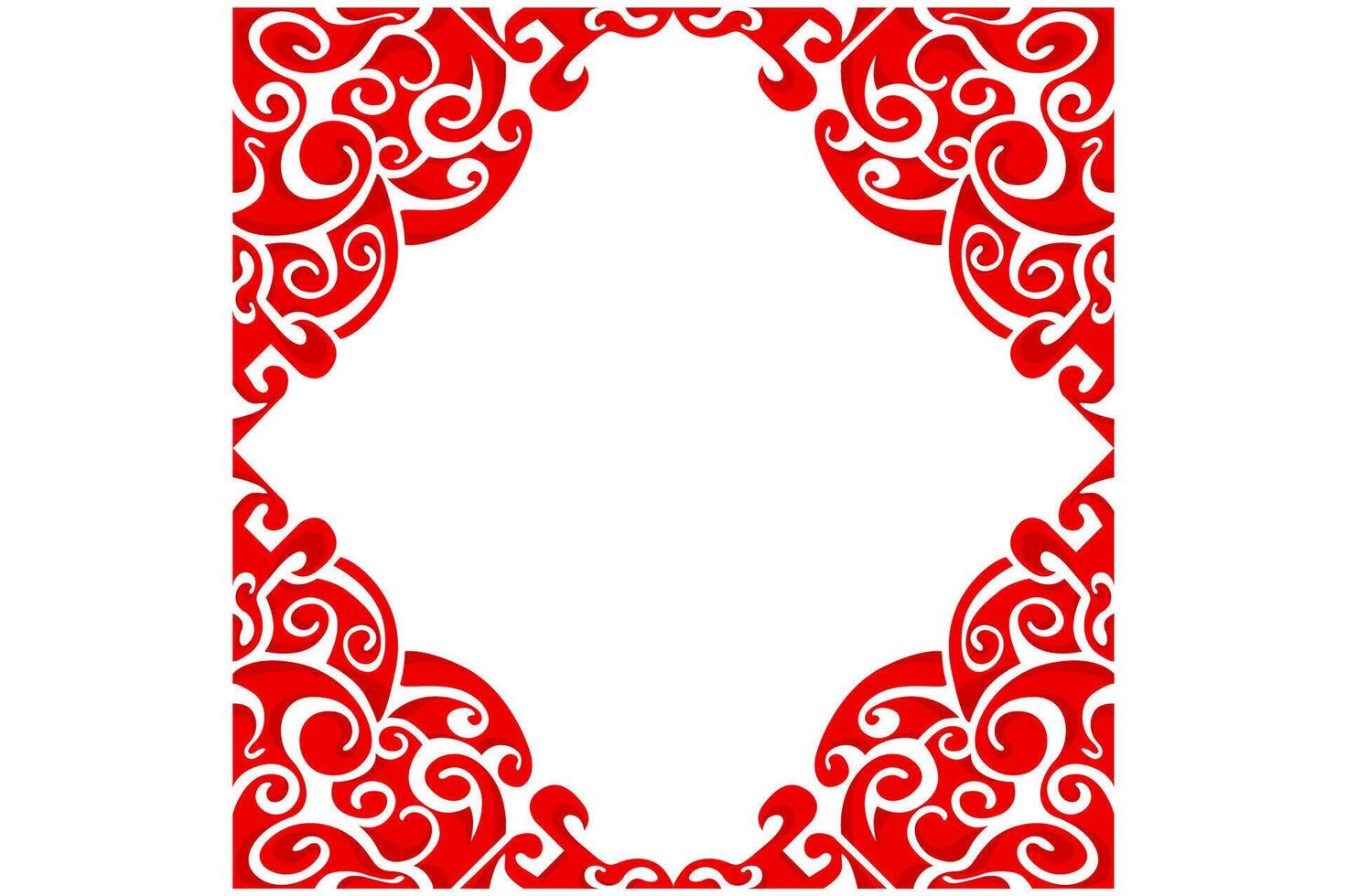 Frame border decorative ornament design with a Red swirl theme vector