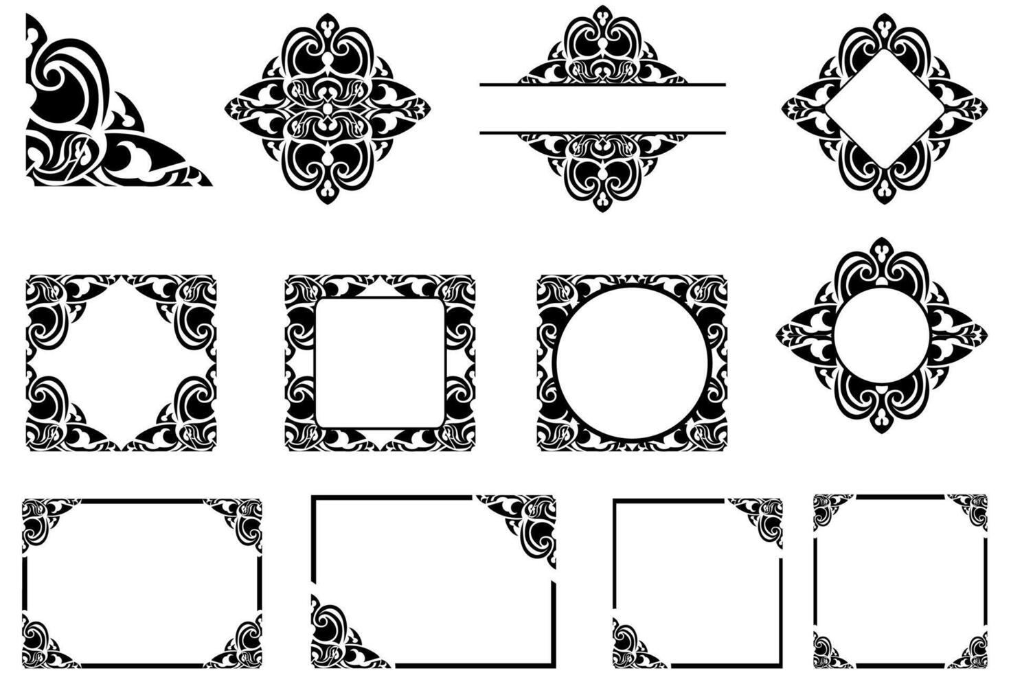 Frame Border decorative ornament design with a black swirl theme vector