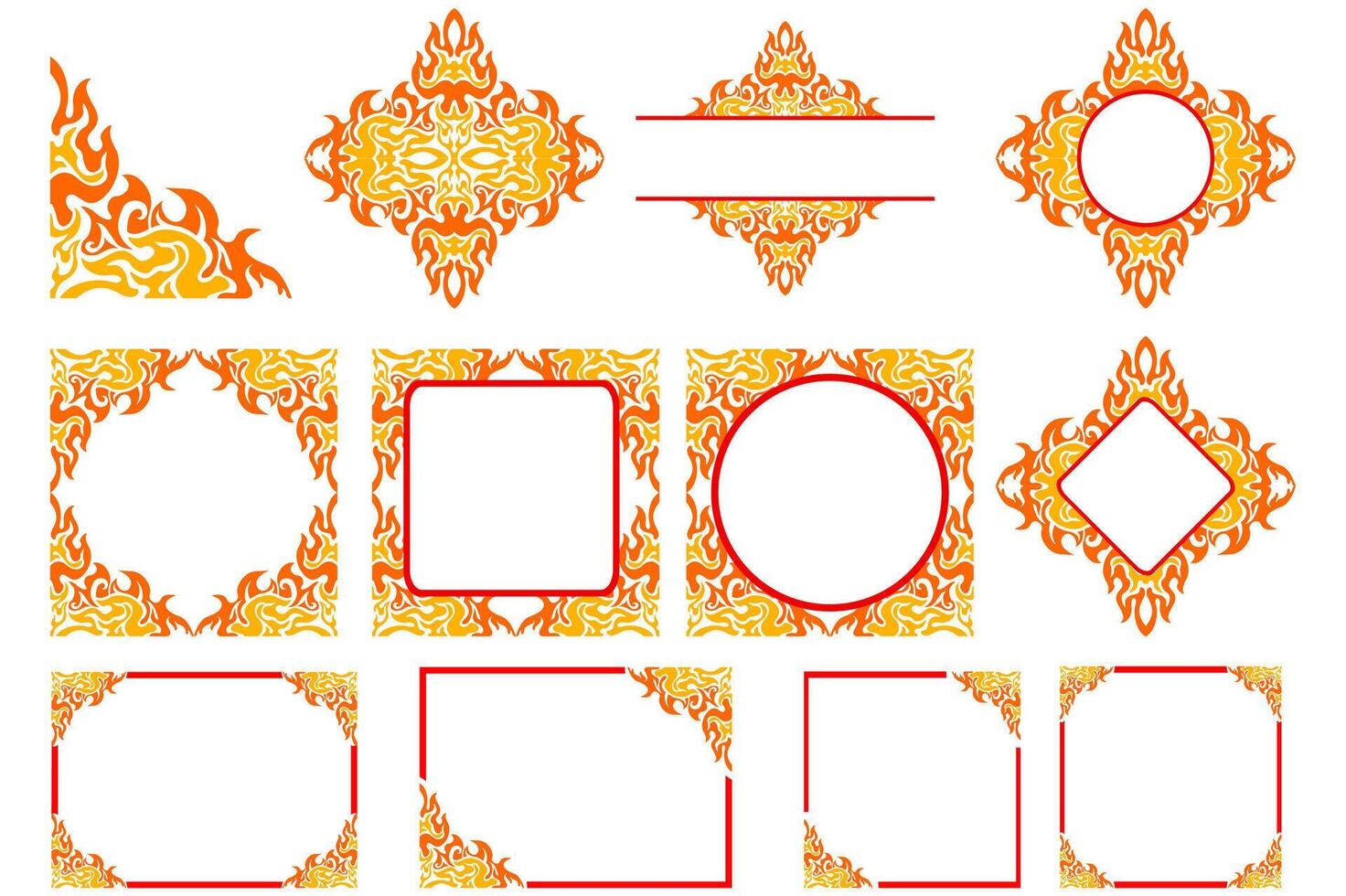 Frame or border decorative ornament design with a fire theme vector