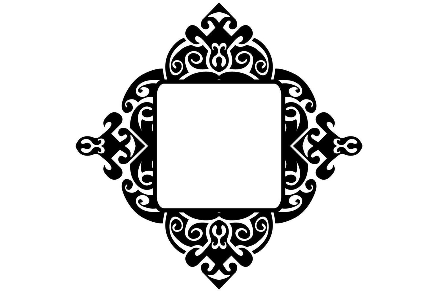 Frame border decorative ornament design with a black swirl theme vector