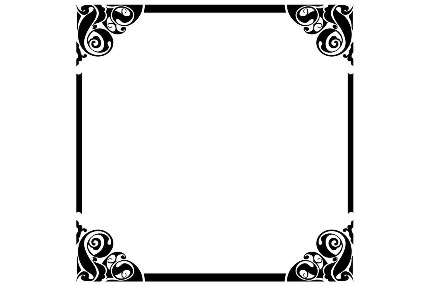 Frame border decorative ornament design with a black swirl theme vector