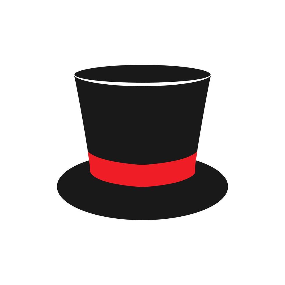 magic hat, gentleman hat cylinder with ribbon icon, symbol, design. illustration isolated on white background. vector