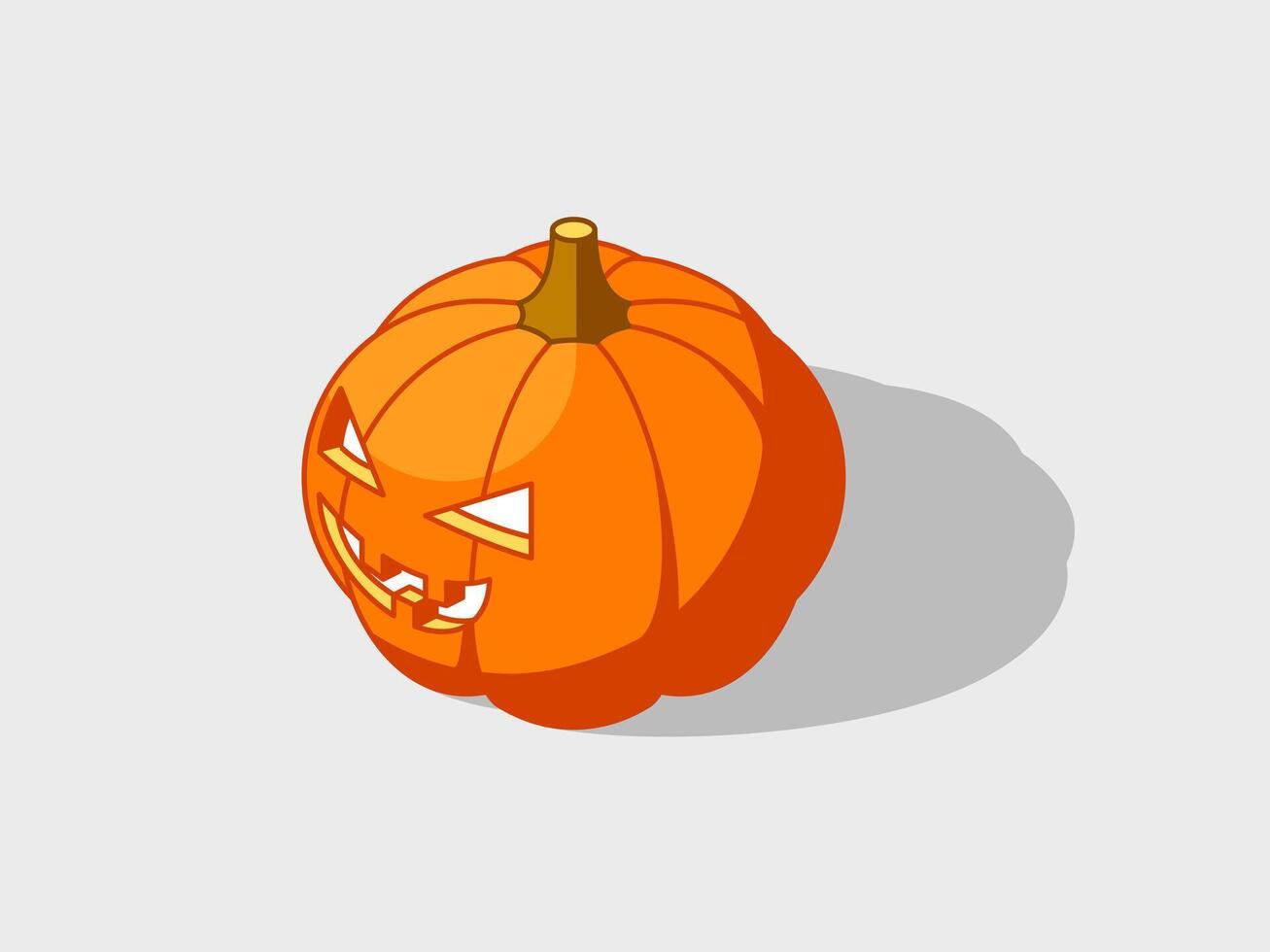 Jack o Lantern isometric illustration with shadow vector