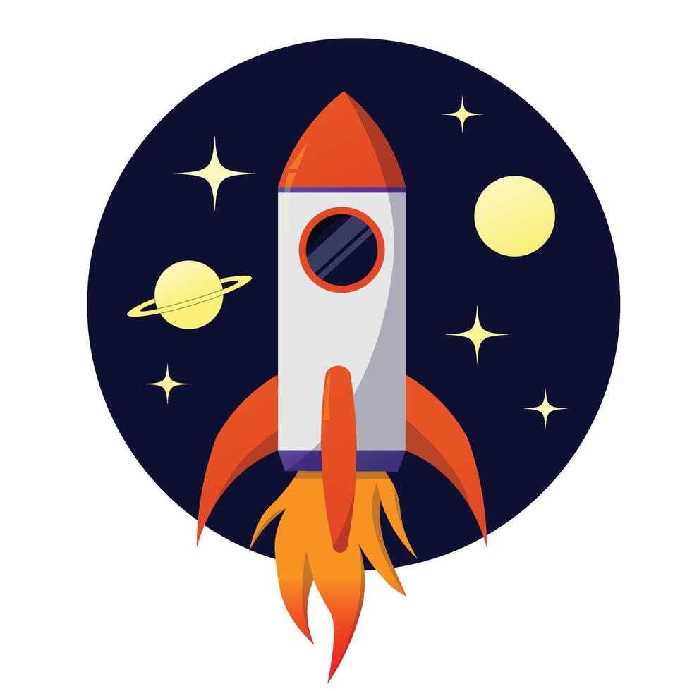 Rocket in space illustration vector