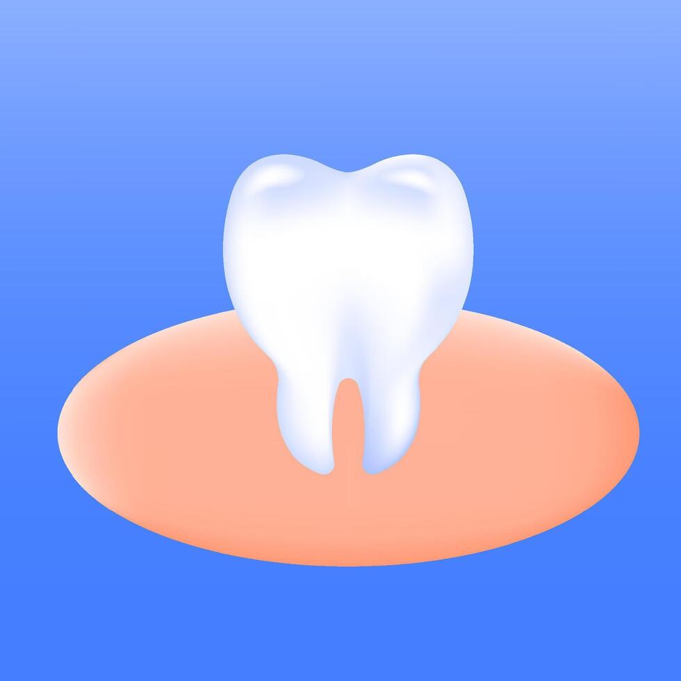 3d illustration a clean, white tooth Ideal for dental websites, oral hygiene products, and healthcare content. Emphasizes dental health and professional care vector