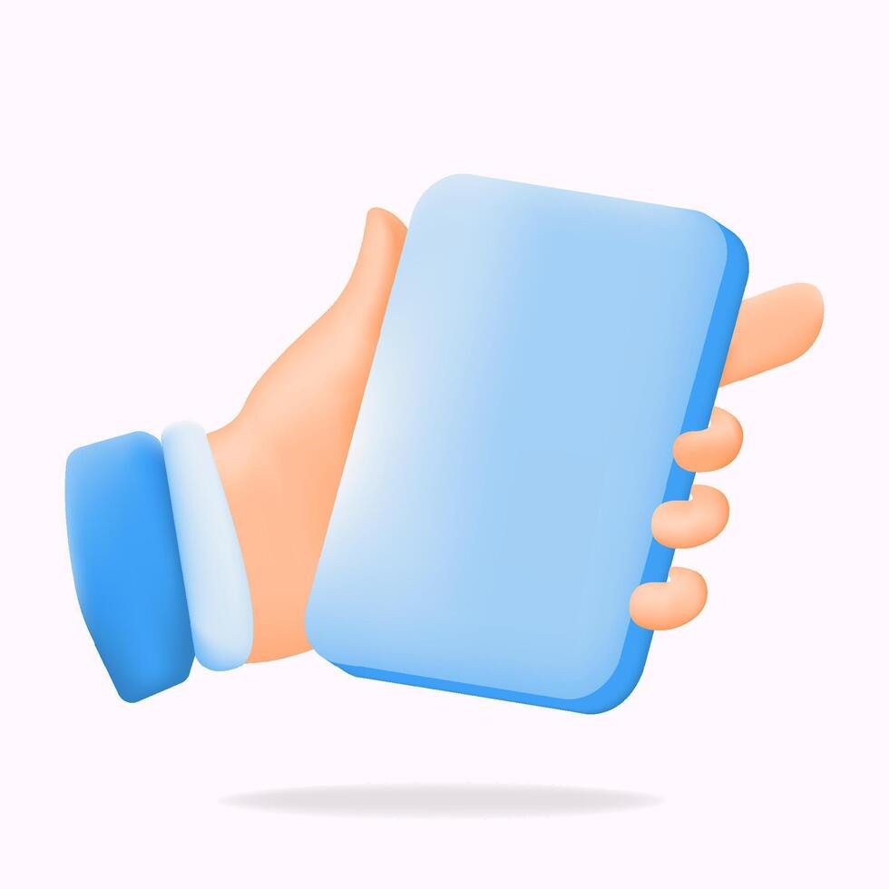 3D illustration of a hand holding a smartphone. Perfect for technology, mobile apps and digital communication themes vector