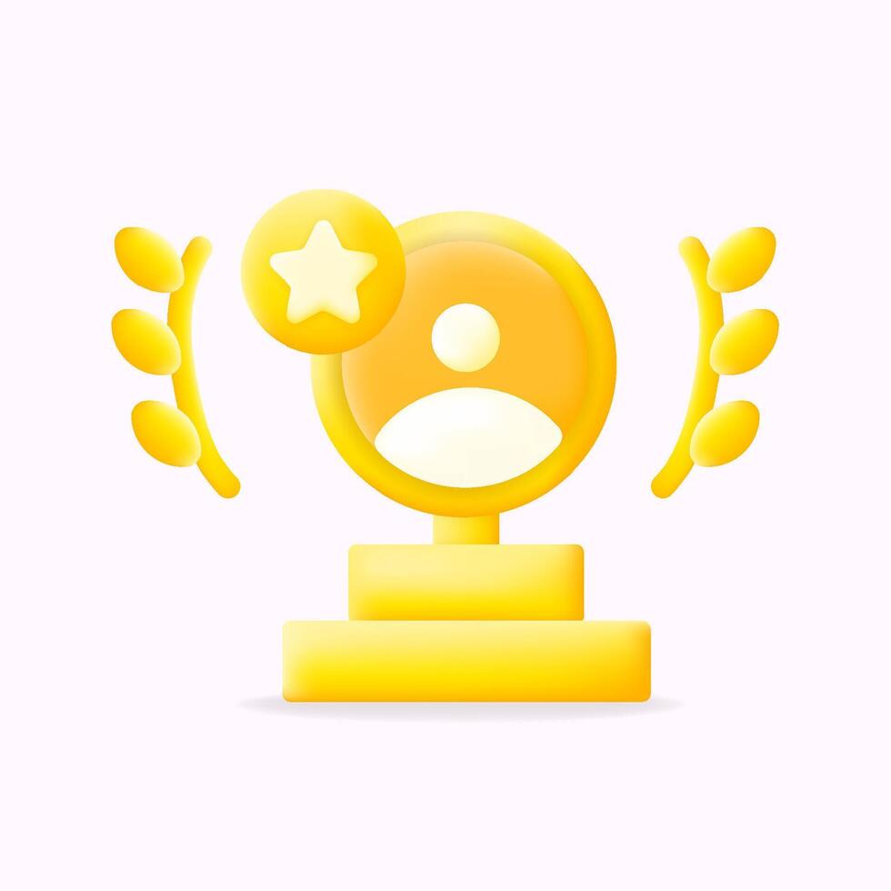 3d icon illustration minimal design, employee of the month Perfect for recognizing achievements, excellence, and top performance vector