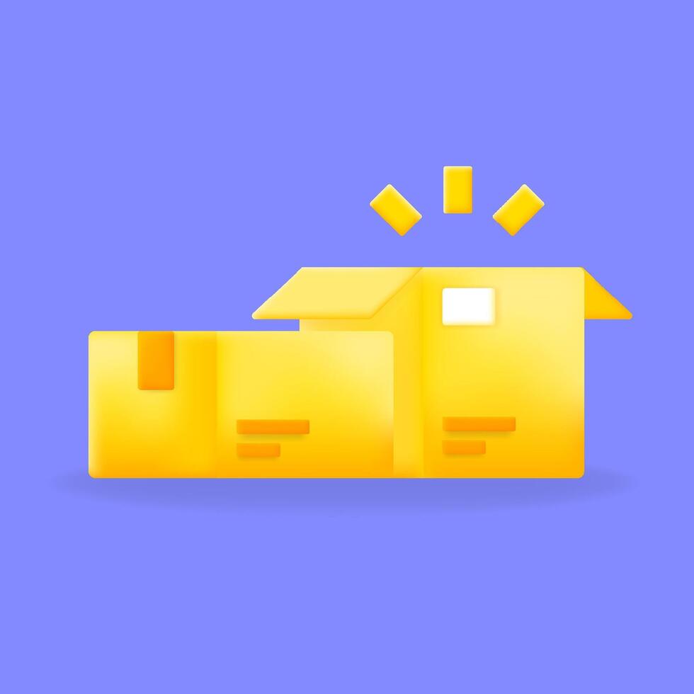 3d icon Bright yellow packages symbolize fast, efficient delivery and shipping services. Perfect for online stores, logistics, and e-commerce. Optimize your shipping process today vector