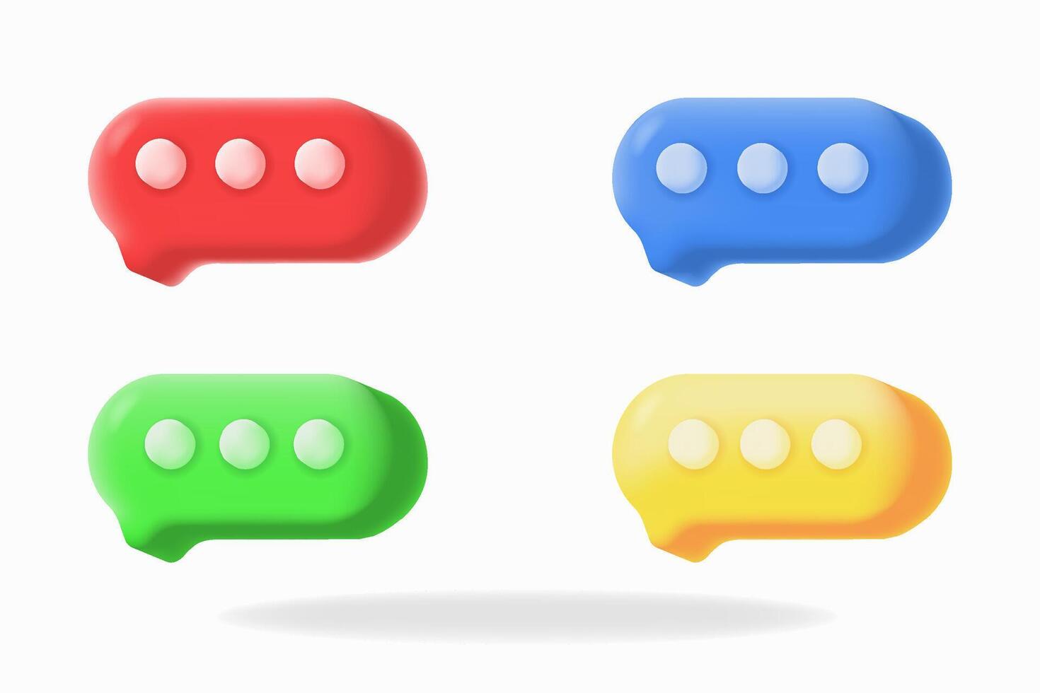 illustrator 3D chat icons red, blue, green, and yellow. vector