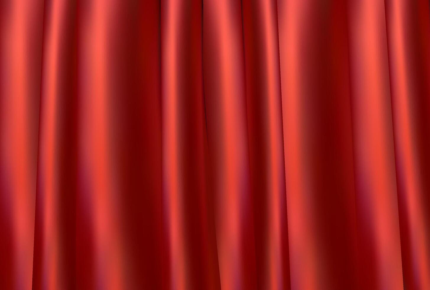 Red realistic Curtain horizontal 3D background. Grand opening.Theater cloth texture with bows for event or show. Elegant silk fabric pattern backdrop. Red curtain luxury background vector