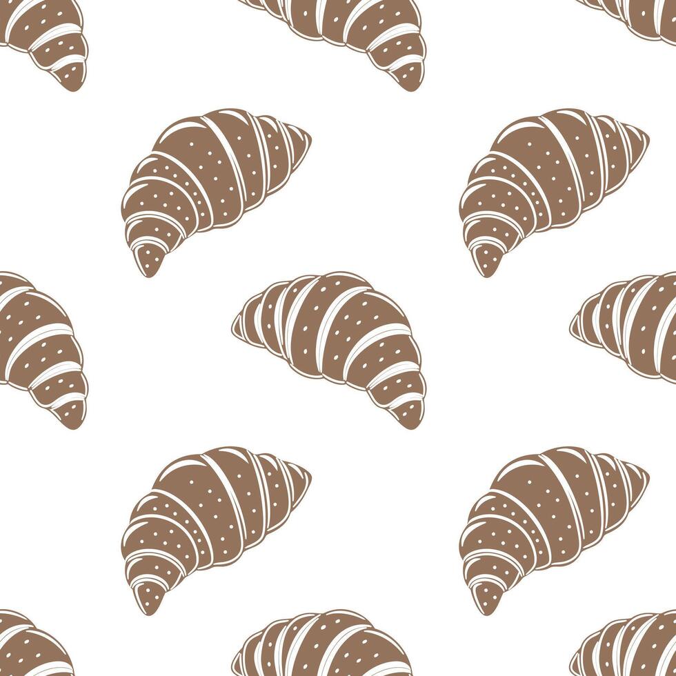 Seamless pattern, silhouettes of French pastries croissants on a white background. Design for textiles, background, print vector