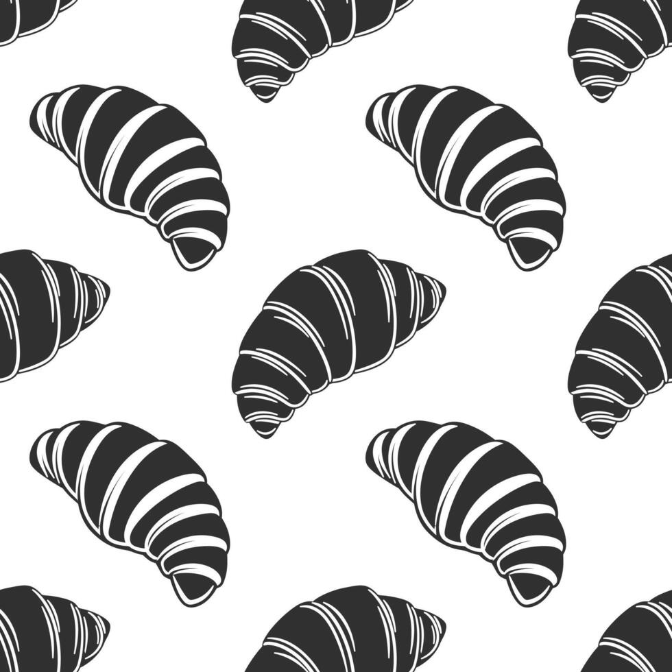 Seamless pattern, silhouettes of French pastries croissants on a white background. Design for textiles, background, print vector
