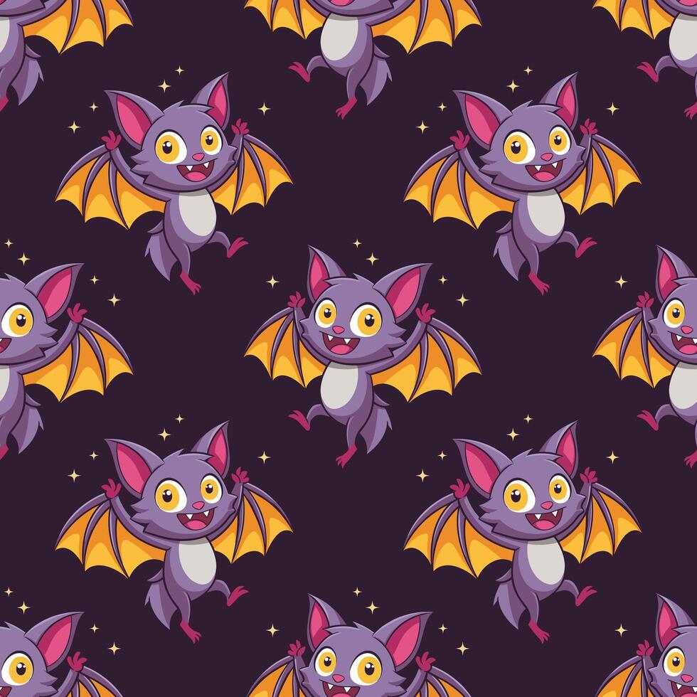 Cute seamless pattern with bat characters. Halloween background, design for children's clothing, fabrics, textiles. vector