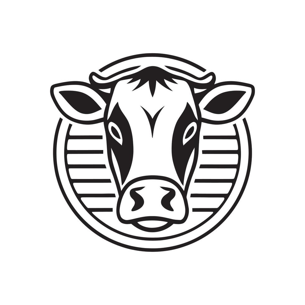 Simple Black and White Cow Illustration. Minimalist Cow Art Black and White Design vector
