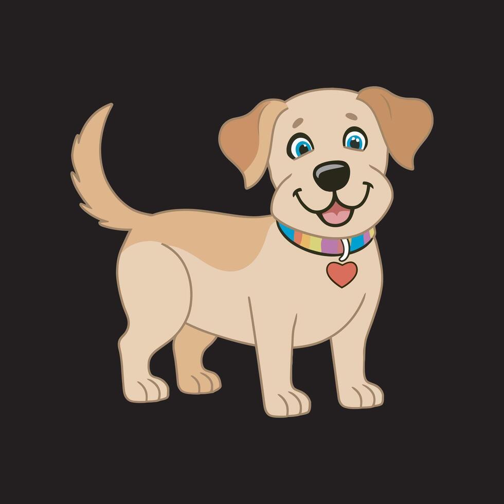 Adorable Cartoon Puppy with Rainbow Collar art Illustration vector