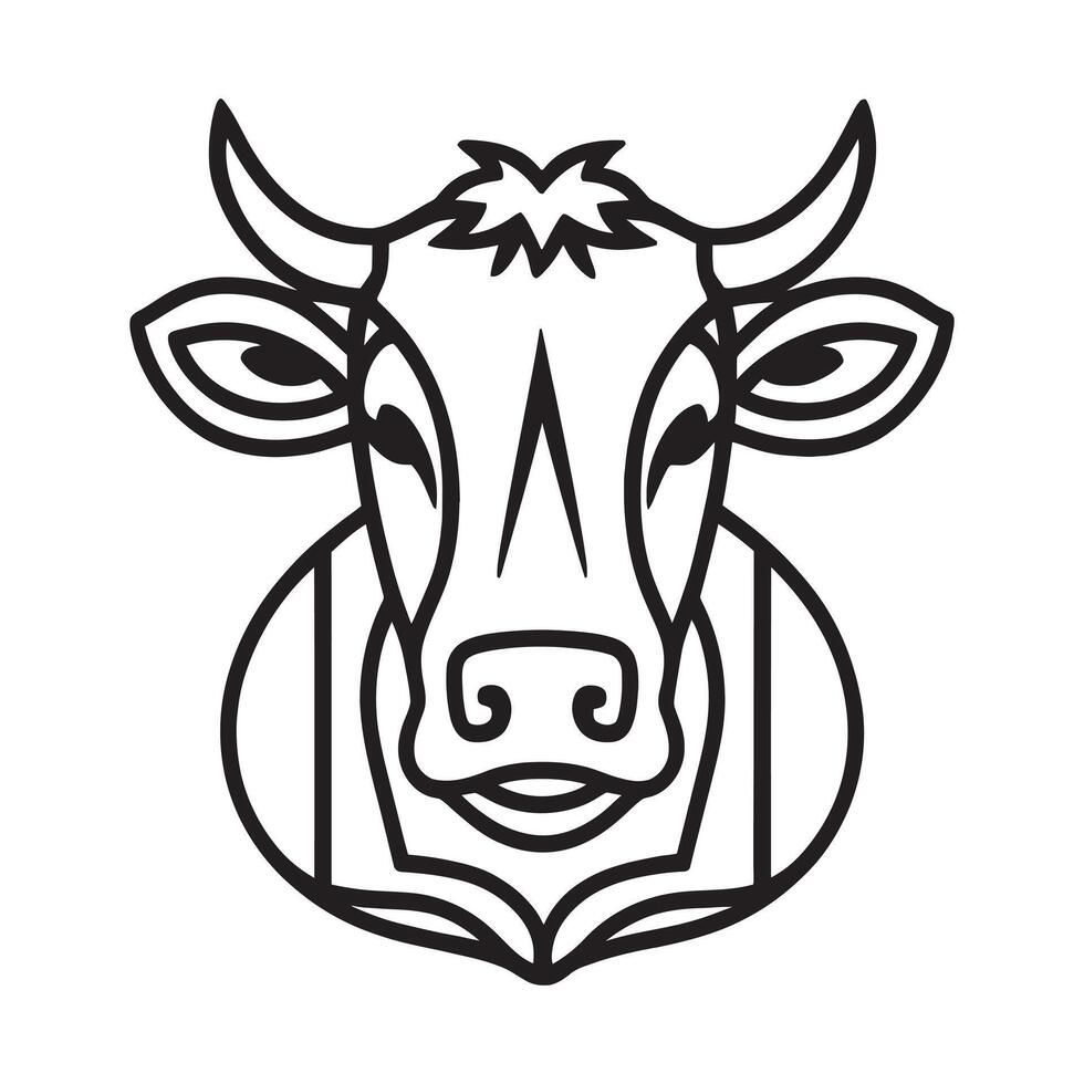 Simple Black and White Cow Illustration. Minimalist Cow Art Black and White Design vector