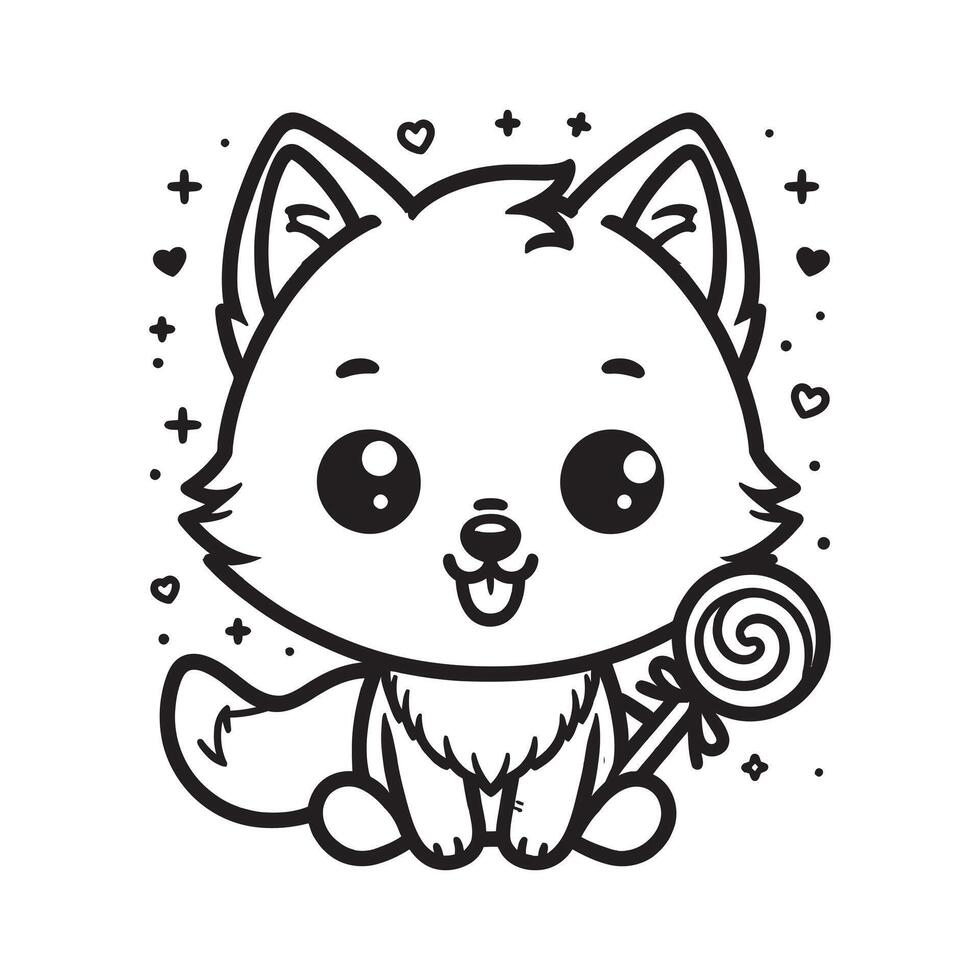 Cute Baby Wolf Art. Adorable Wolf Pup Illustration vector