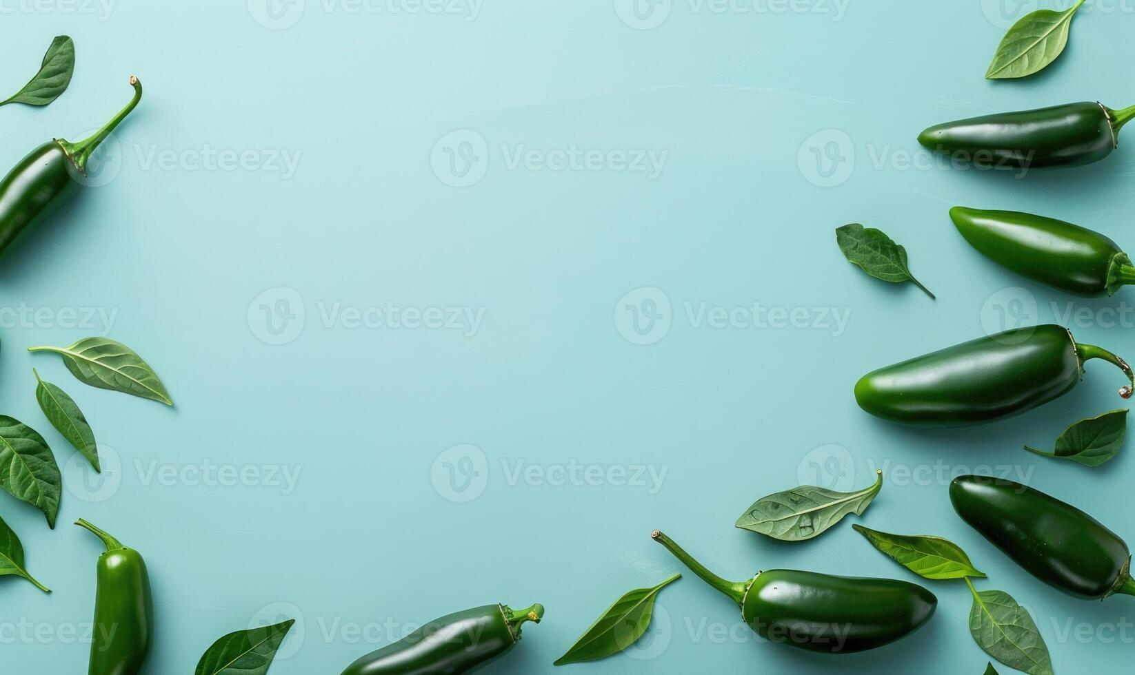 Top view of hot peppers on a rustic wooden board photo