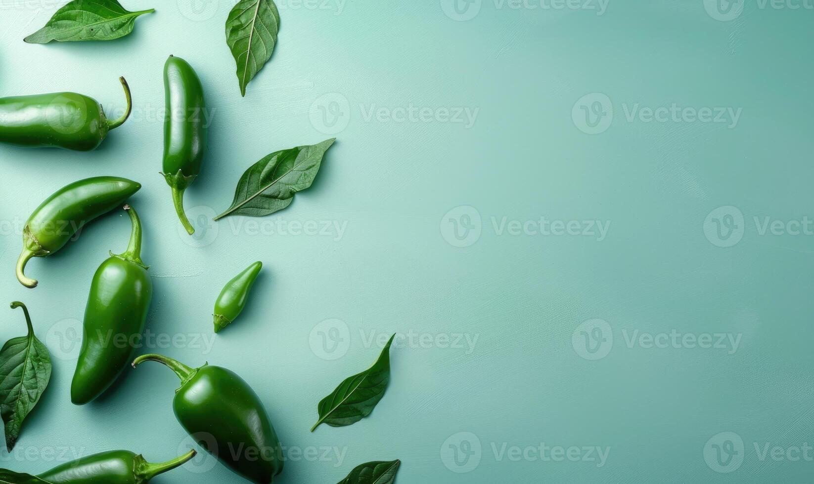 Top view of hot peppers on a rustic wooden board photo