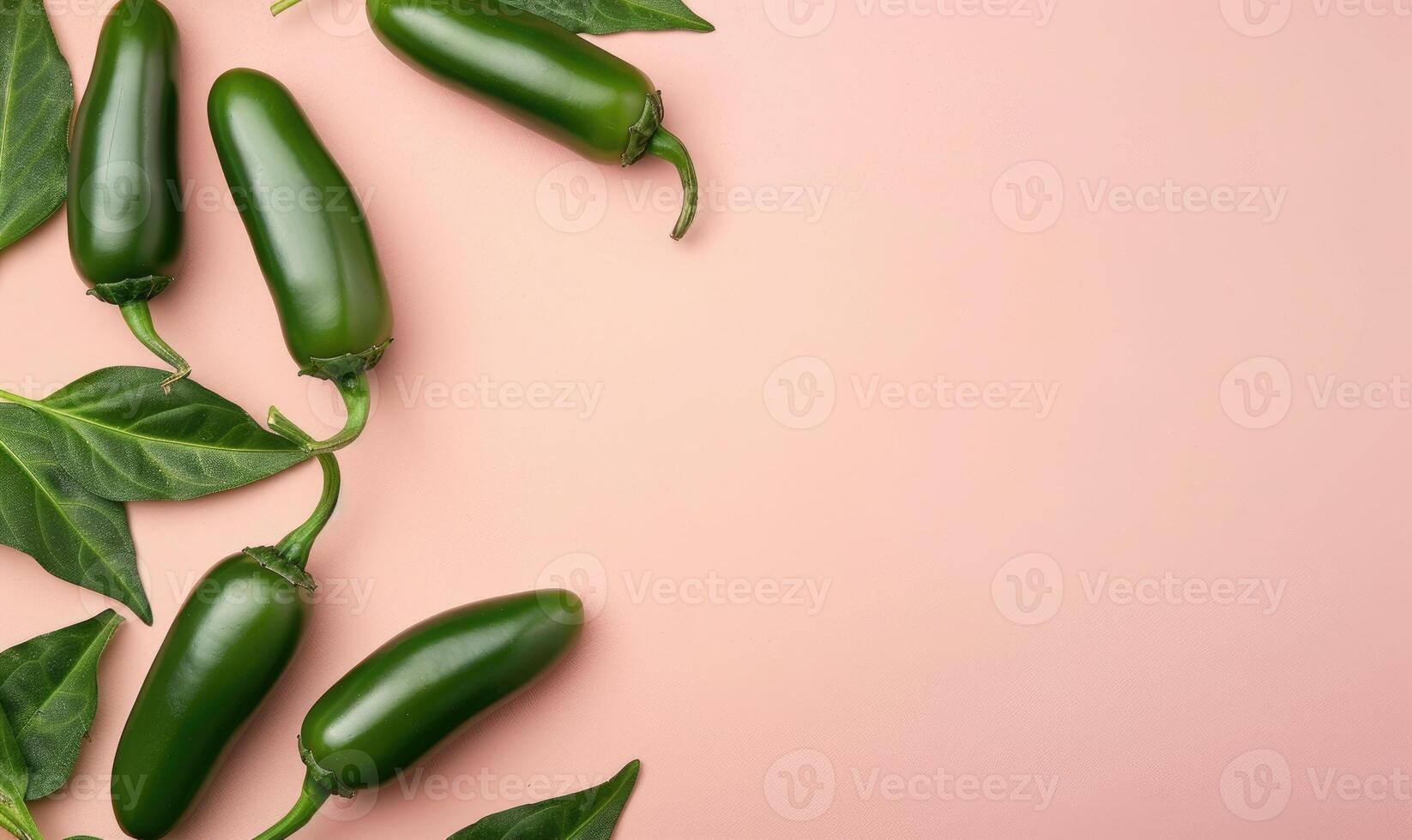 Top view of colorful peppers on a pink background photo