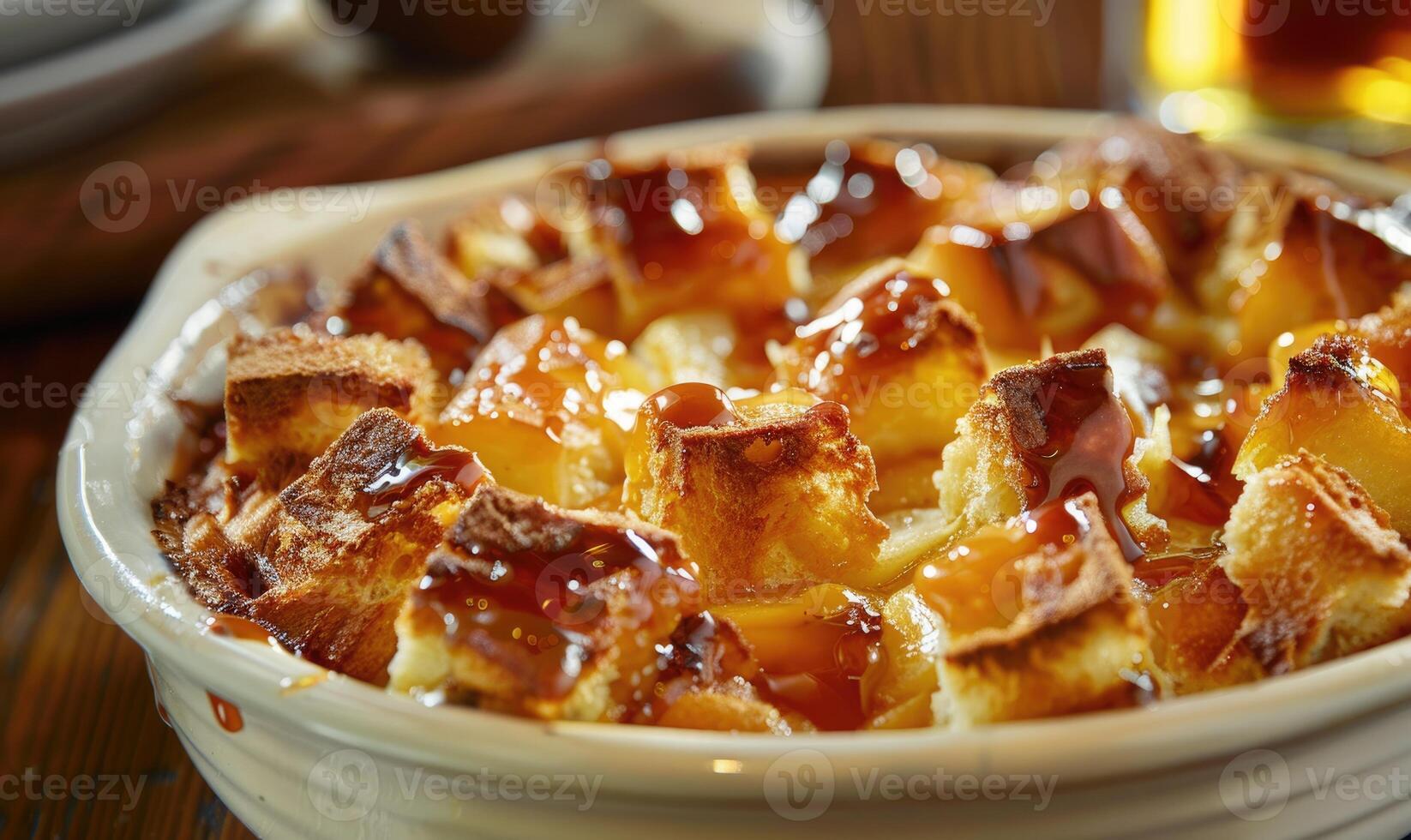 Pear and caramel bread pudding photo