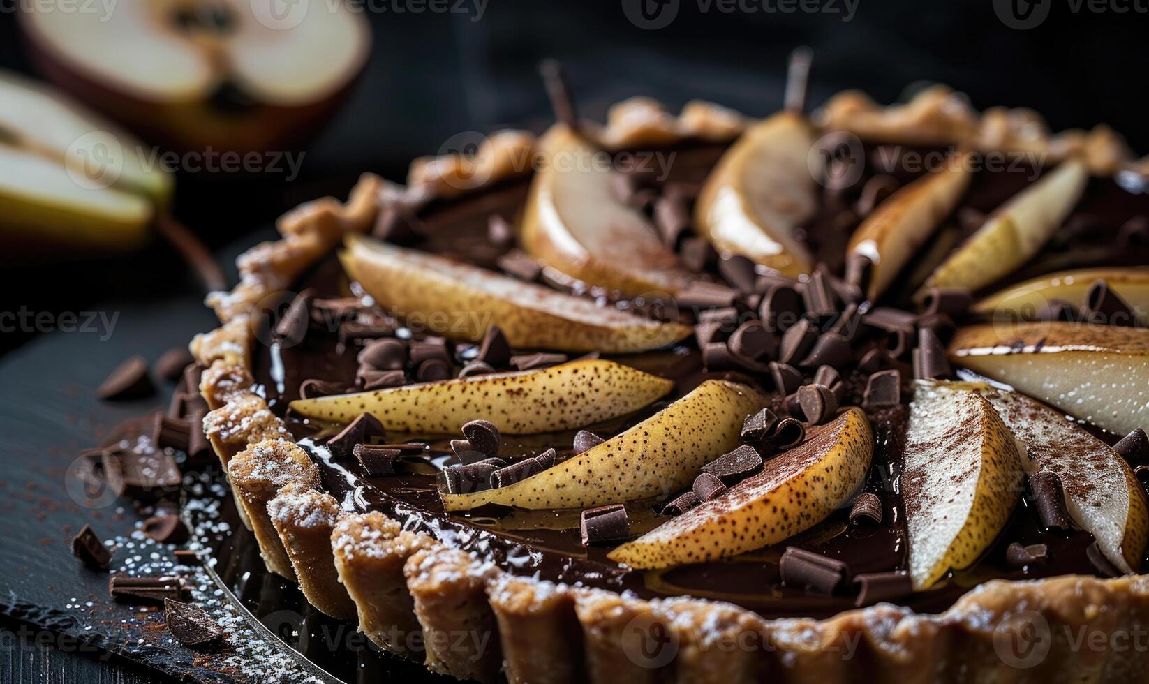 Pear and chocolate tart photo