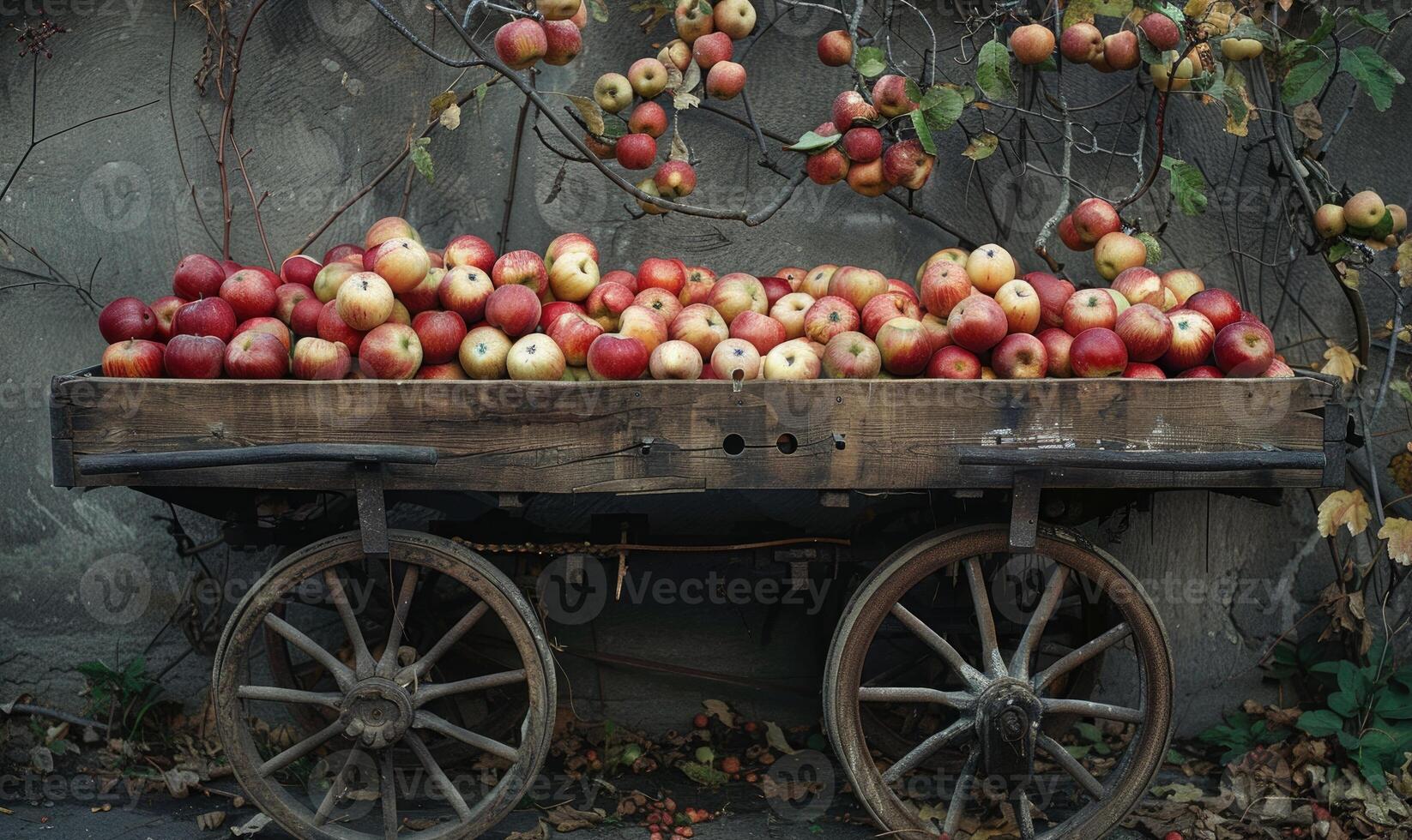 Roadside apple stand with baskets of apples photo