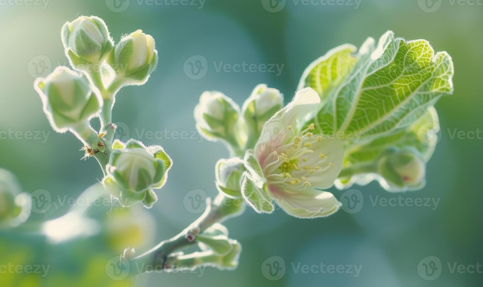 Close-up of flowering fig branches photo