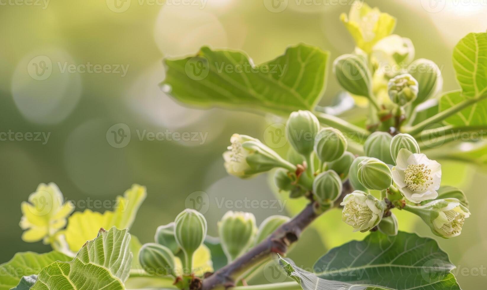 Close-up of flowering fig branches photo