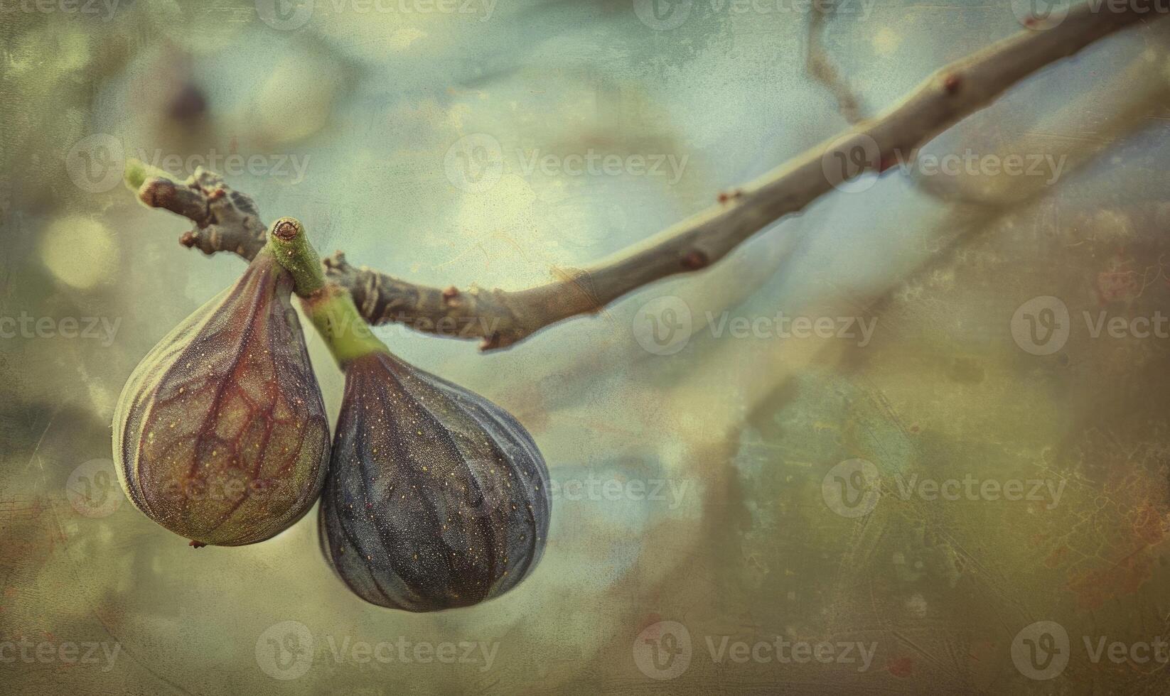 Close-up of figs on a branch photo