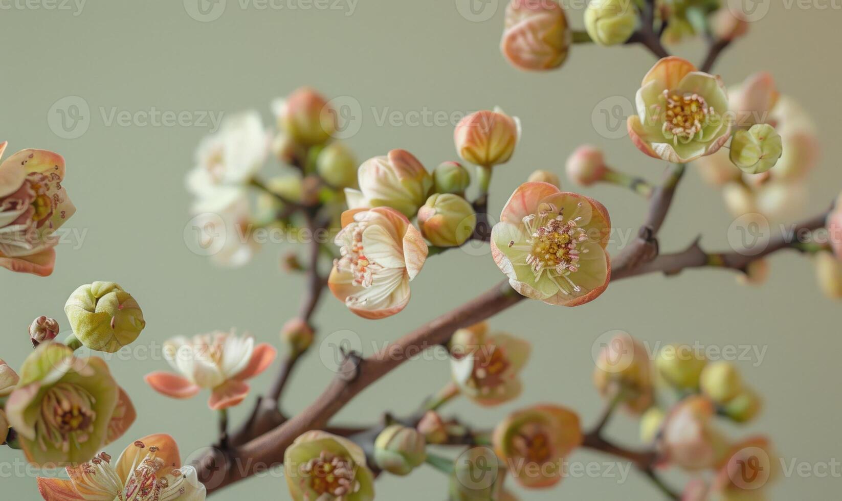 Flowering fig branches with delicate flowers photo