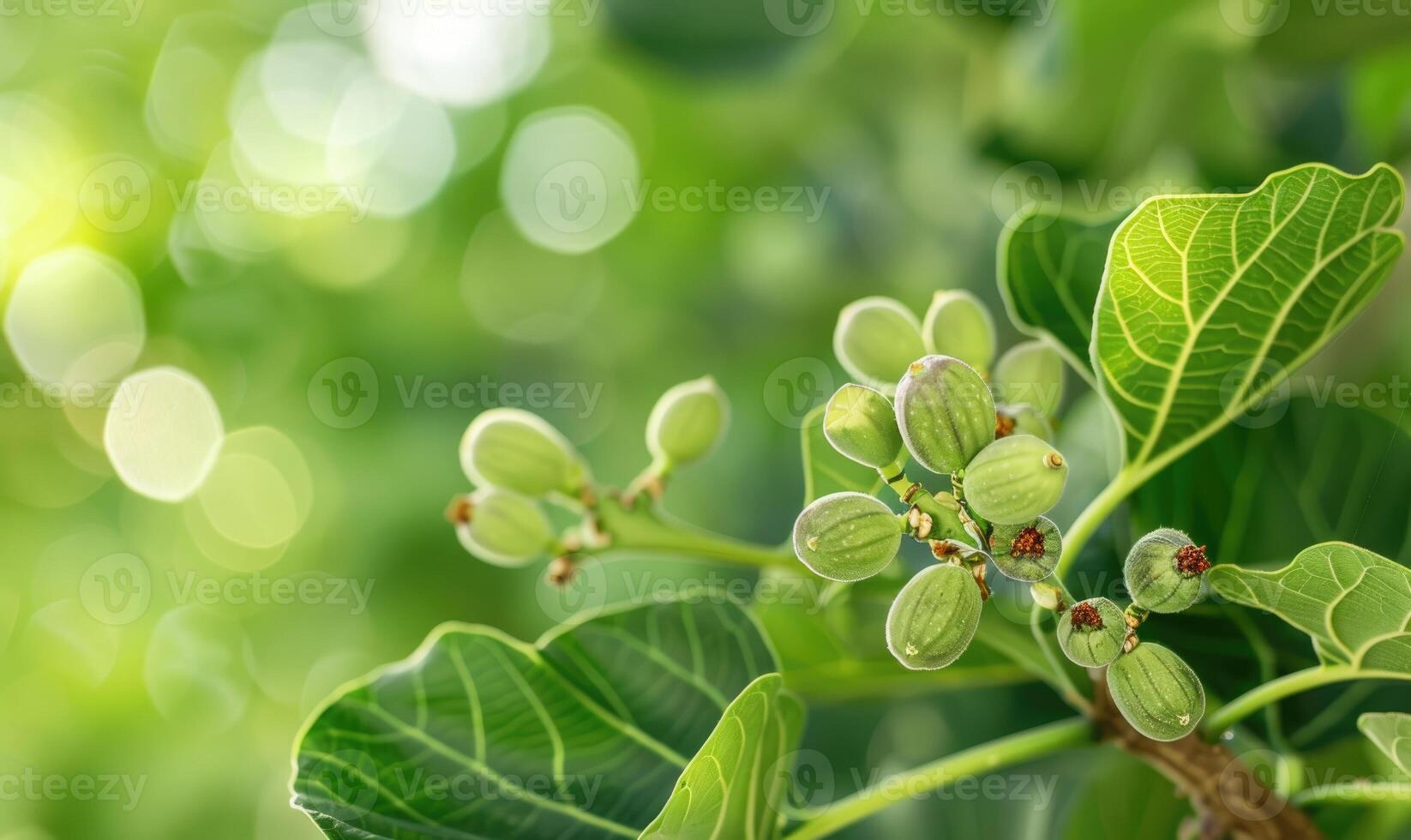 Flowering fig branches with delicate flowers photo