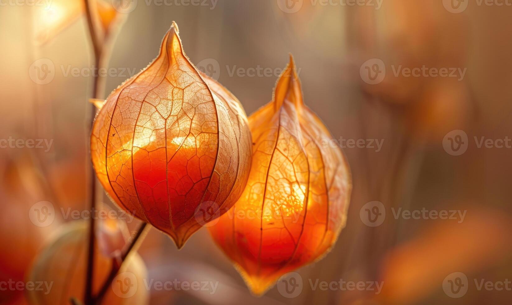 Macro shot of physalis fruit with the husk partially removed photo